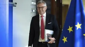 European Commissioner for Internal Affairs and Migration Magnus Brunner arrives for the weekly college of commissioners meeting at EU headquarters in Brussels, Wednesday, May 21, 2025. (AP Photo/Omar Havana)