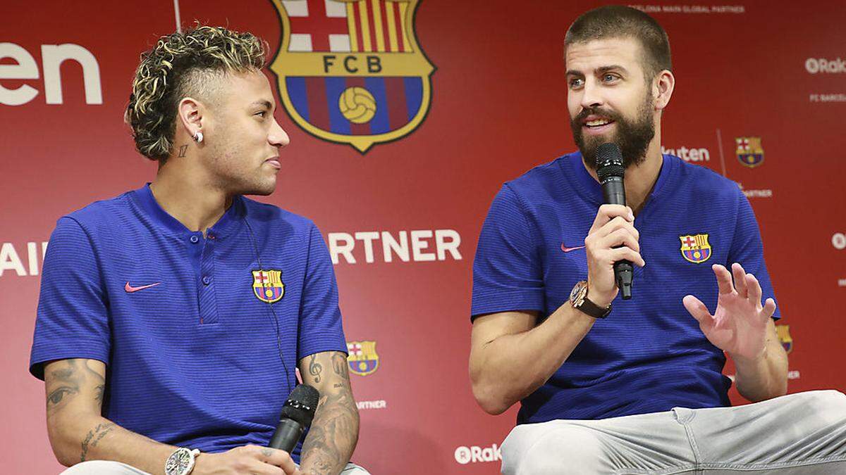 Neymar, Gerard Pique (von links)