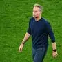 Denmark's head coach Kasper Hjulmand reacts at the end of the UEFA Euro 2024 round of 16 football match between Germany and Denmark at the BVB Stadion Dortmund in Dortmund on June 29, 2024. (Photo by Alberto PIZZOLI / AFP)