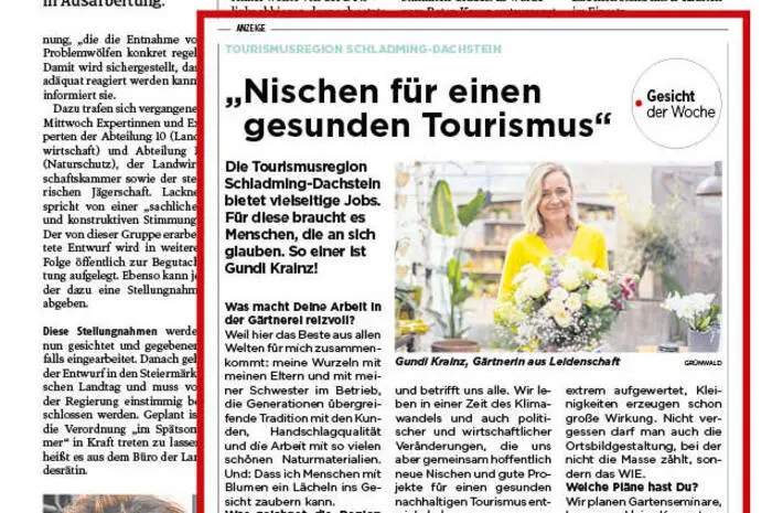 Beispiel PR-Inserat Junior-Page, 149 x 200 mm
