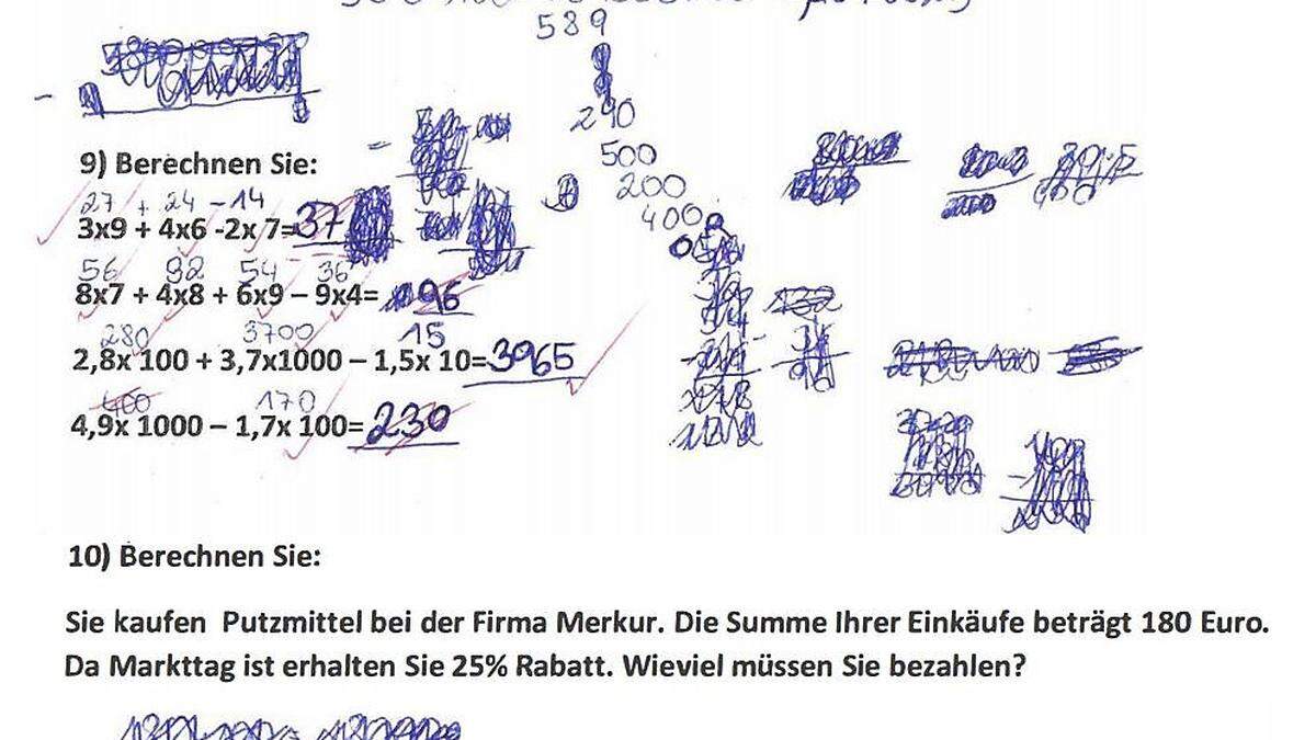 Ein Beispiel aus einem Lehrlingstest