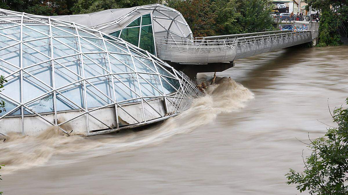 Das letzte große Hochwasser gab es in Graz an der Mur 2012. 