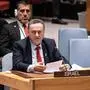 Security Council meeting on report of sexual violence during Israel - Hamas conflict Israel Foreign Minister Israel Katz speaks during SC meeting on report of sexual violence during Israel - Hamas conflict at UN Headquarters in New York New York New York United States Copyright: LevxRadin