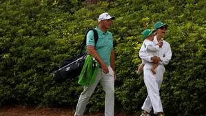 Sepp Straka im vergangenen Jahr mit seiner Frau Paige und dem gemeinsamen Sohn Leo in Augusta