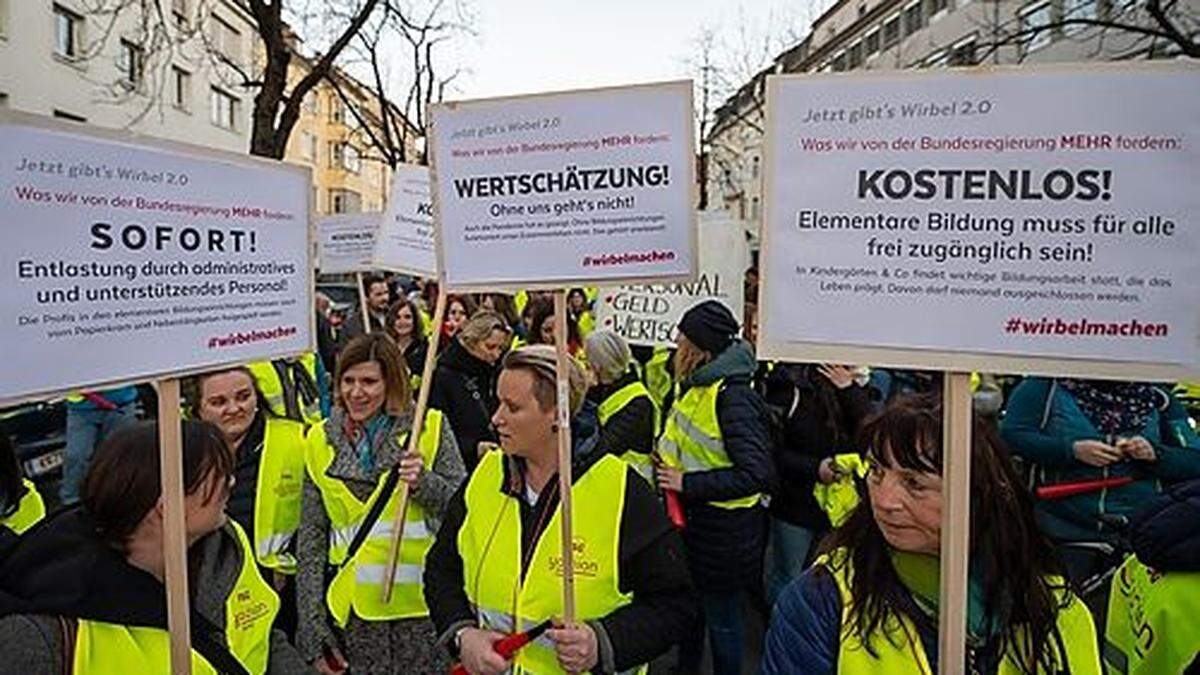 In der Vorwoche protestierten die Elementarpädagogen in Klagenfurt