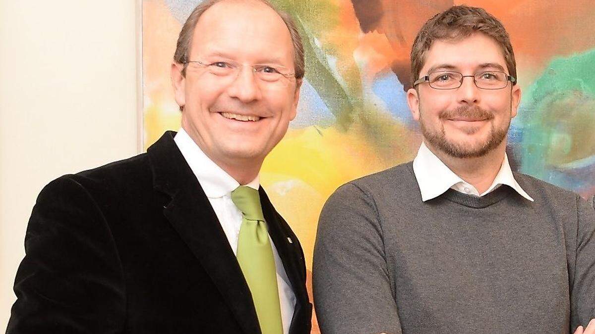 Diskutieren heute: Urs Harnik (Energie Steiermark, li) und Clemens Könczöl (Rettet die Mur)