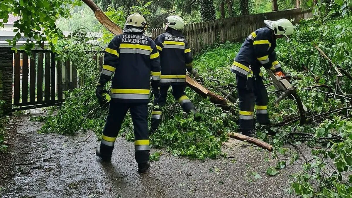 Feuerwehrleute im Unwettereinsatz