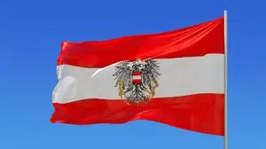 flagge, fahne, österreich, wappen, himmel, fahnenmast, sujet, freisteler