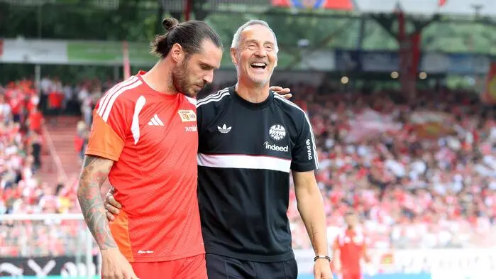 Waren bei der Auftaktrunde Gegner: Christopher Trimmel von Union Berlin und Frankfurt-Trainer Adi Hütter