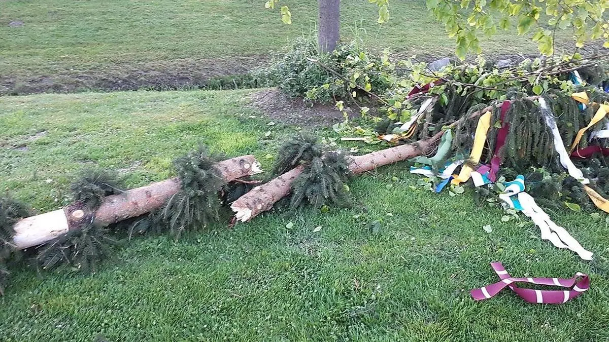Unbekannte sägten den Maibaum der Landjugend Großwilfersdorf an