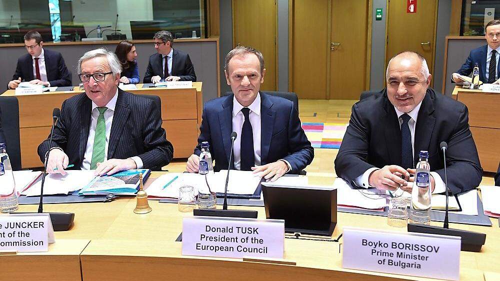 Treffen auf höchster Ebene: Juncker, Tusk, Borissow (Bulgarien)