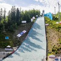 In Wisla wird auf Matten gesprungen