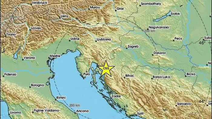 Erdbeben mit dem Epizentrum nahe Krmpotska Vodica