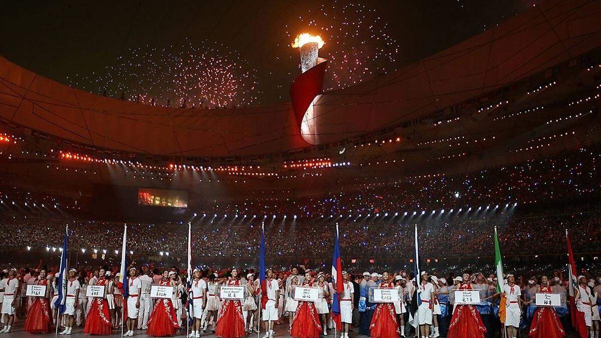 Das olympische Feuer bei den Spielen 2008