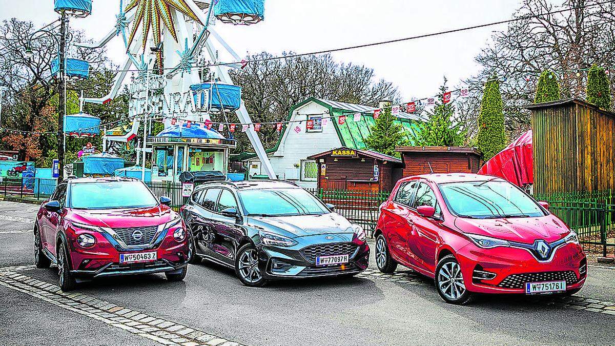 Renault Zoe, Ford Focus und Nissan Juke