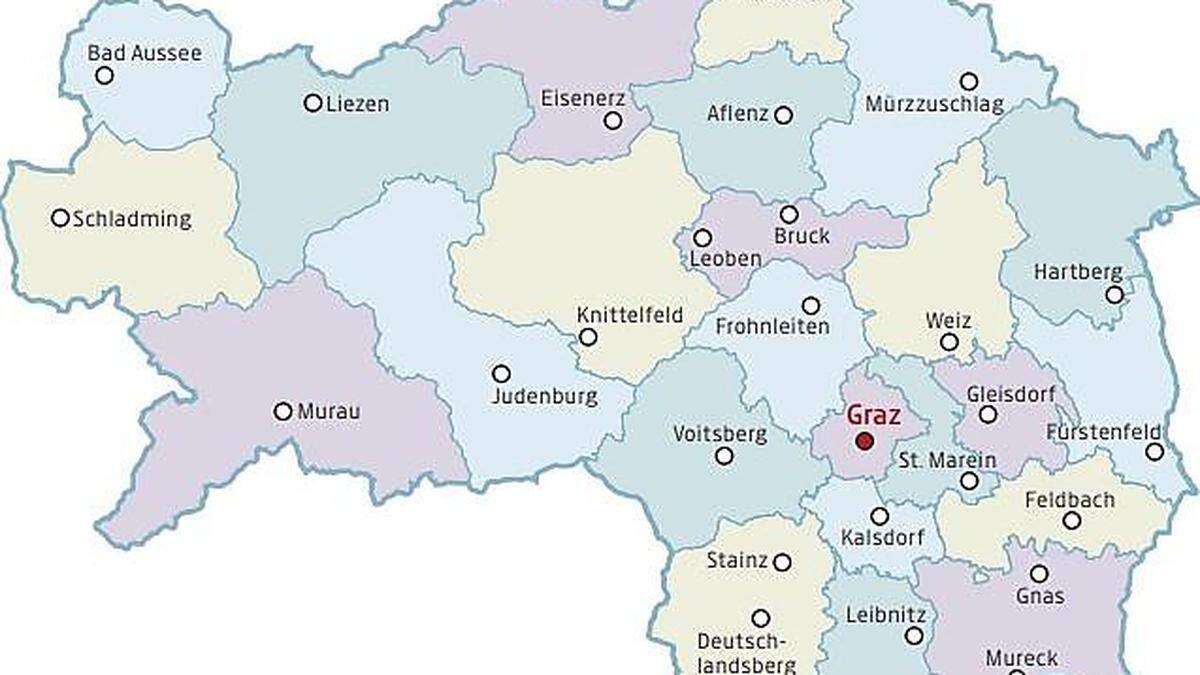 Der Raum Murtal-Murau hat riesige Sprengel, wie die Grafik zeigt	 