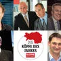 Die Kandidaten in der Kategorie Wirtschaft (von links im Uhrzeigersinn): Matthias Hartmann, Volker Höfer und Daniel Karpf, Christoph Riegler und Andreas Eberhard, Andreas Schaller und Bora Man, Ewald Holler