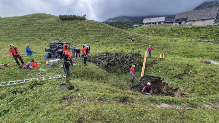 Das Tier war in eine frisch eingebrochene Doline abgestürzt