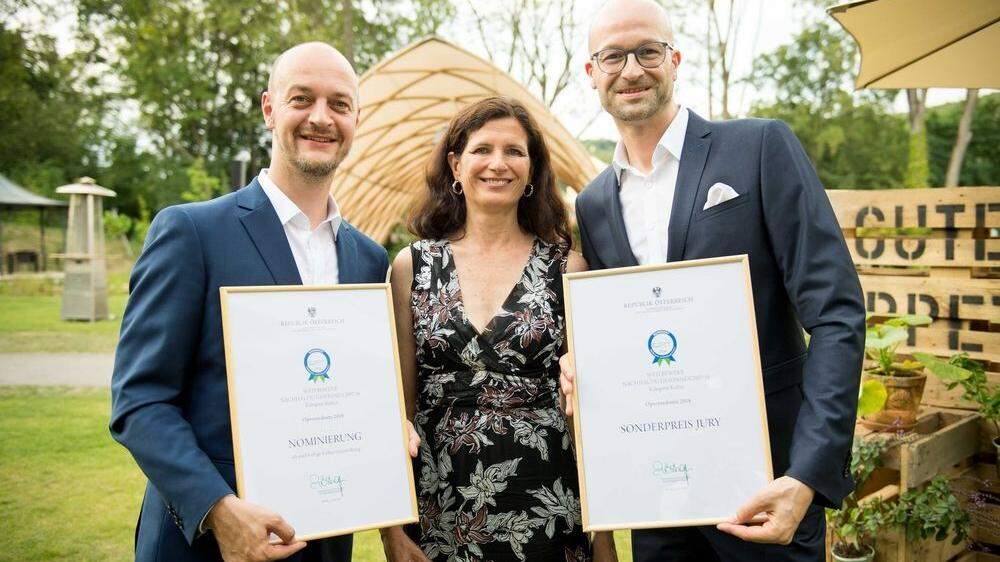 Green Events Austria Gala: Ingo Reinhardt (Projektmanager Opernredoute goes green), Karin Dullnig (Projektberaterin ecoversum), Bernd Pürcher (Organisator der Opernredoute)