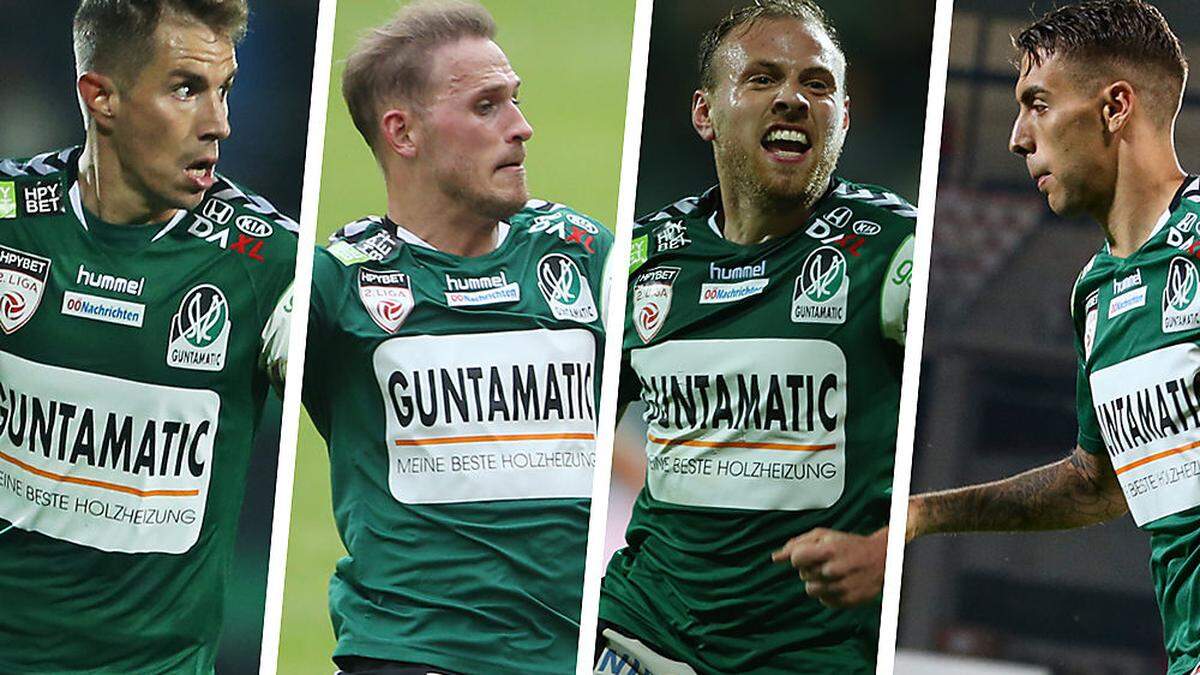 Auf diese Ried-Spieler hat die Austria ein Auge geworfen: v.l. Stefan Nutz, Marcel Ziegl, Julian Wießmeier und Jefte Betancor