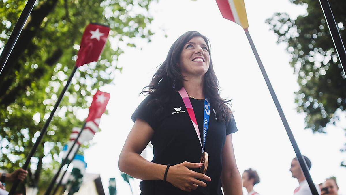 Magdalena Lobnig wurde nach dem dritten Platz bei den Olympischen Spielen gebührend in Völkermarkt empfangen