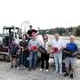 Die Gründer des  „Tapedesign Padelcenter Schilcherland“ Marco Oswald (2. v. l.), Mathias Kölbl (hinten) und Martin Lukas(3. v. r.) beim Spatenstich