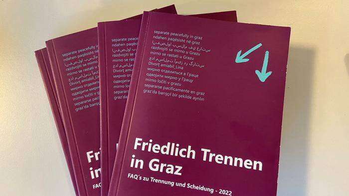 Die Broschüre "Friedlich Trennen in Graz" steht in 13 Sprachen zur Verfügung. Sie kann bei der Männerberatung Steiermark angefordert werden
