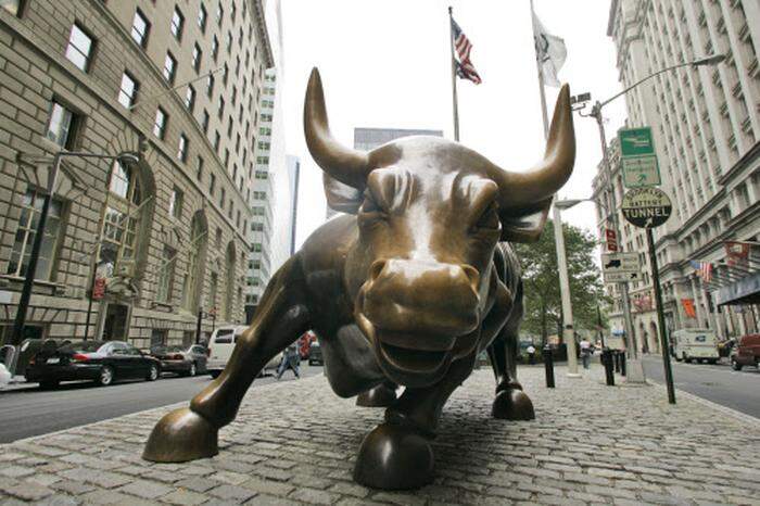 Der Charging Bull im Finanzdistrikt Manhattans nahe der New Yorker Börse