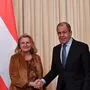 Karin Kneissl und der russische Außenminister Sergej Lawrow bei einem Treffen im Jahr 2018 
