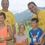 Heinz Oberrauner mit Stellvertreter Andreas Lanner, David und Marie Wölbitsch und Markus Lederer, die sich auch an der Aktion zugunsten dreier Lesachtaler Kinder beteiligt haben