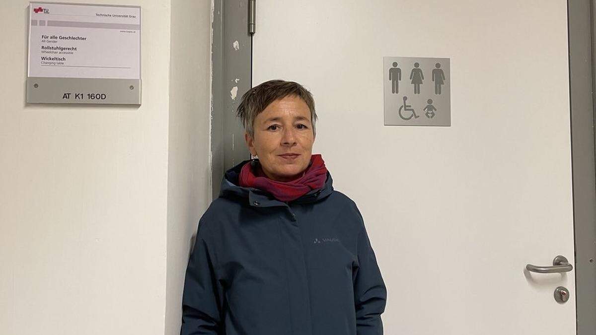 Michaela Krenn vom Arbeitskreis für Gleichbehandlungsfragen der TU Graz ist für die neuen All-Gender Toiletten mitverantwortlich.