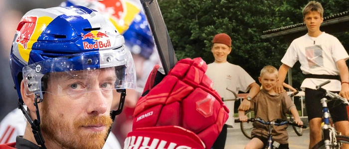 Michael Raffl (links) mit Cousin Alexander Rauchenwald (Mitte) und Bruder Thomas