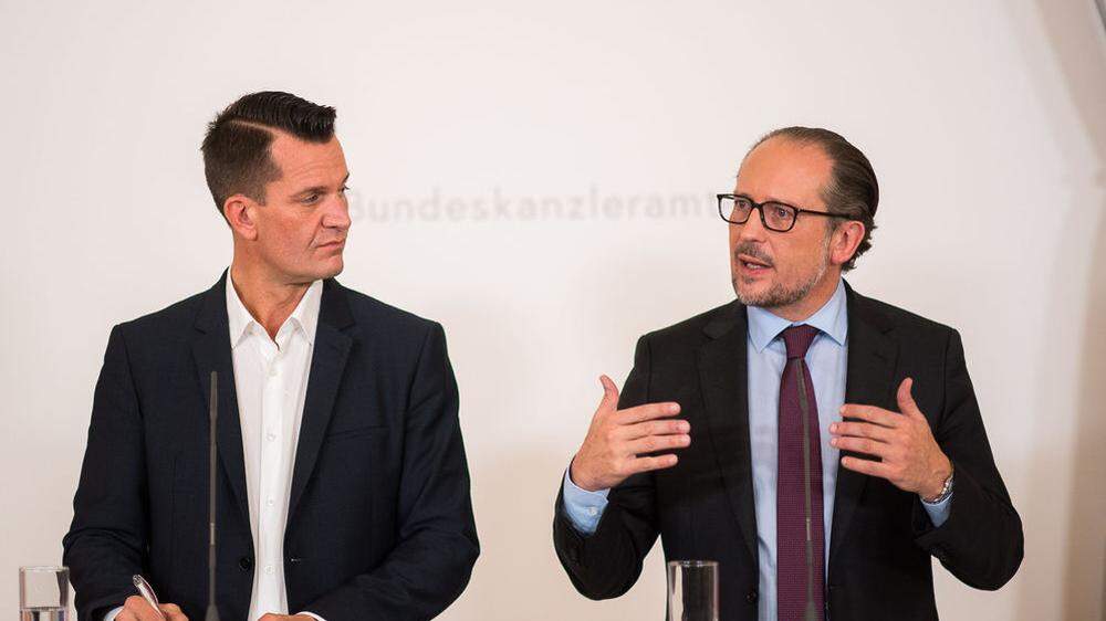 Gesundheitsminister Mückstein (Grüne) und Kanzler Schallenberg (ÖVP)