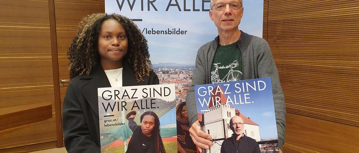 Zwei von 300.000 Grazer Lebensbildern: Die Grazer Djeneba Touré und Walter Bradler
