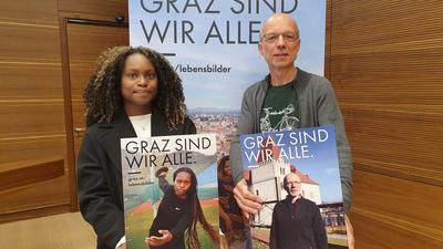 Zwei von 300.000 Grazer Lebensbildern: Die Grazer Djeneba Touré und Walter Bradler