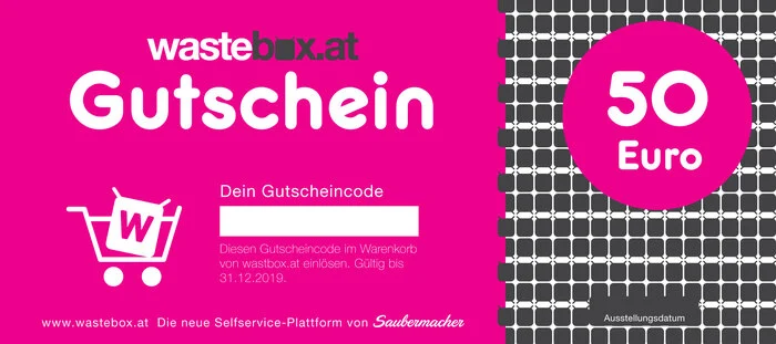 Freiraum schenken. Mit dem wastebox.at Gutschein