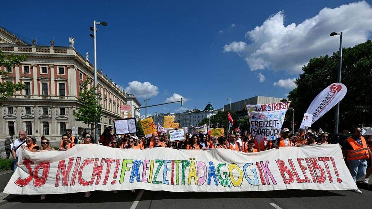 Freizeitpägagogen demonstrierten am 15. Juni