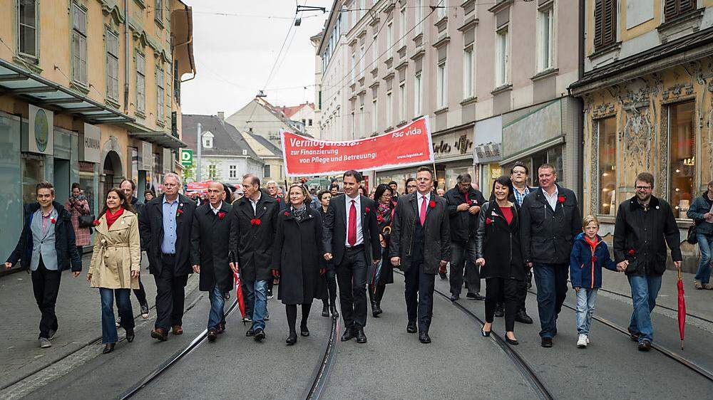 1. Mai 2016: Vor einem Jahr marschierten die Genossen noch durch Graz