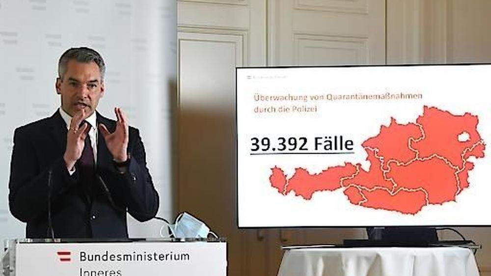 Wien bleibt auf der Österreich-Karte von Innenminister Karl Nehammer ein weißer Fleck.