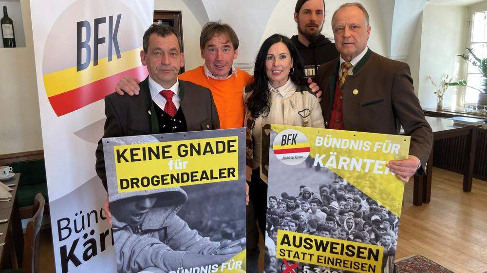 Das Bündnis vor der Wahl: v.l. Helmut Nikel, Stefan Skoff, Hannelore Smerslak, Manuel Kanalz und Karlheinz Klement 
