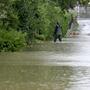 Die Hochwassersituation in Pottenbrunn bei St. Pölten - am Montag regnet es noch weiter