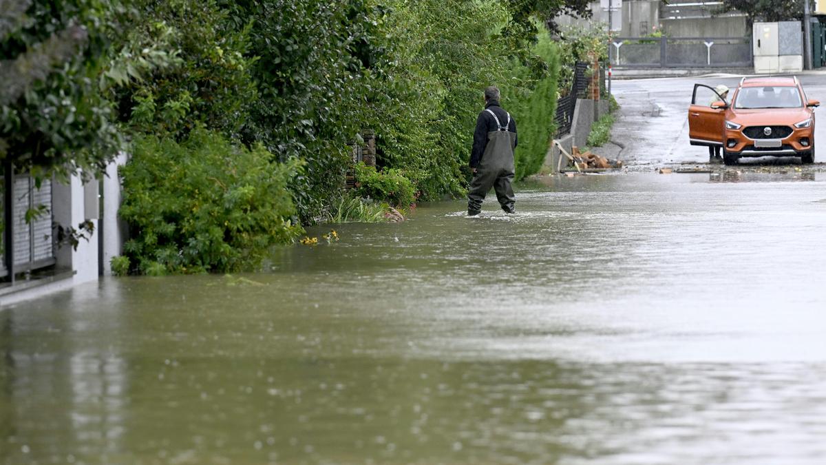 Die Hochwassersituation in Pottenbrunn bei St. Pölten - am Montag regnet es noch weiter