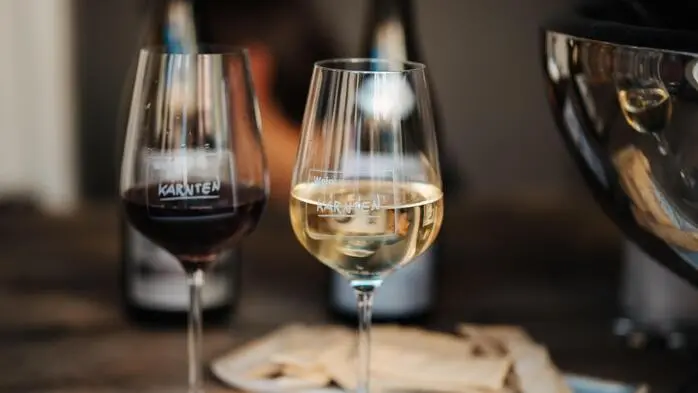 Bei einem Spaziergang durch den Weingarten
erfahren Sie interessante Dinge über die Geschichte des Weingartens und des Weinbaus in
Kärnten. Als Höhepunkt und Abschluss gibt es
dann fünf verschiedene Klagenfurter Weine zu
verkosten.
9.9.2025 um 17.30 Uhr im Stadtweingarten auf der Seewiese, Schloss Freyenthurn. Preis: 20 € / Person. Reservierung: 
www.visitklagenfurt.at/erlebnisse
oder 0463/287 463-0 (maximal 20 Personen).