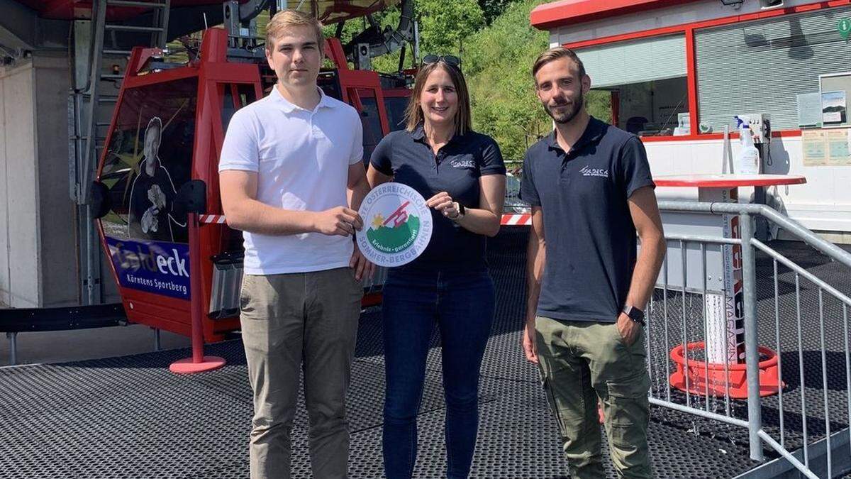 v.l. Felix Puchacher (Conos GmbH), Stefanie Hopfgartner und Michael Steinacher (Goldeck Bergbahnen GmbH)