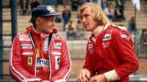 Niki Lauda und James Hunt im Juni 1977