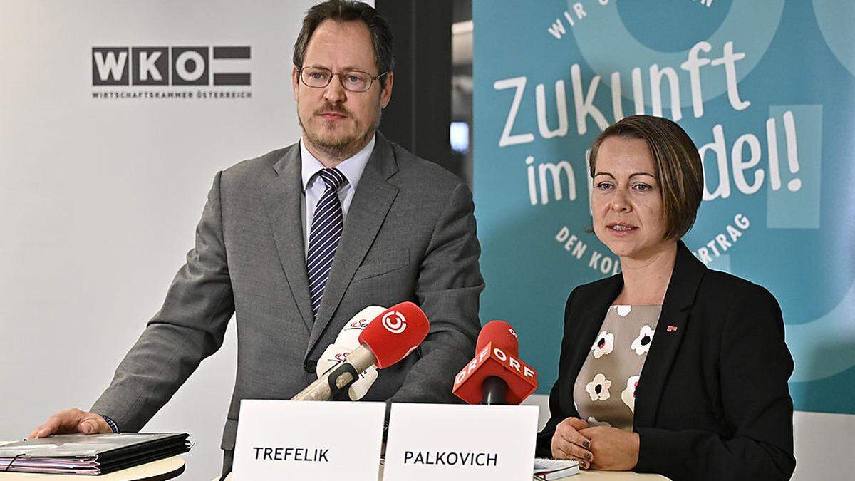 Die KV-Verhandler: Rainer Trefelik (WKO) und Anita Palkovich (GPA)