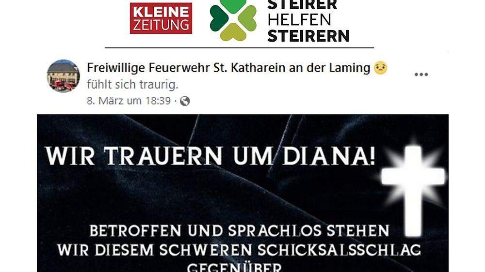 Die Freiwillige Feuerwehr Sankt Katharein/Laming startete eine Hilfsaktion, die nun auch von &quot;Steirer helfen Steirern&quot; unterstützt wird