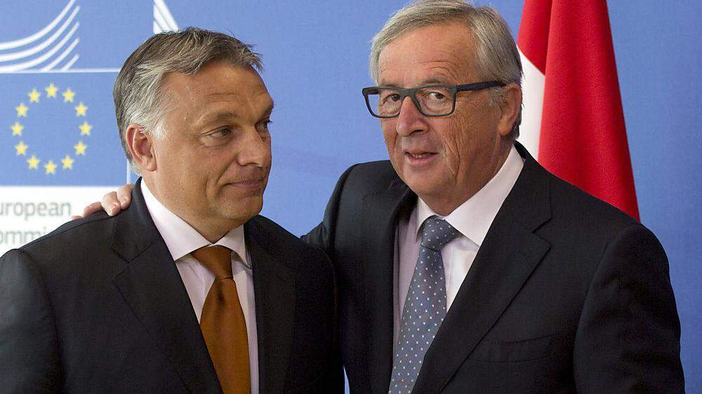 Orban und Juncker gehören zur selben Parteienfamilie, der EVP. Beste Freunde werden die beiden wohl nicht mehr