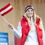Snowboard-Olympiasiegerin Anna Gasser bei der Einkleidung für die Olympiasaison