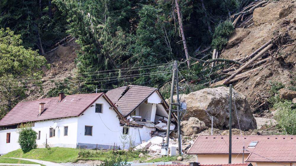 Eine Mure zerstörte dieses Haus in der Ortschaft Rottenstein